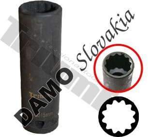 Hlavica kovaná 12 - hranná 1/2" vstup, predĺžená 15 mm