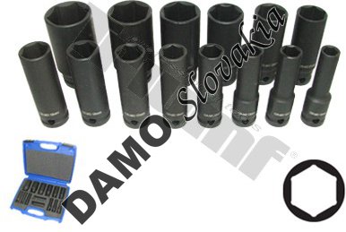 Sada kovaných predĺžených hlavíc 6 - hranných, 1/2" vstup, 14 - dielna