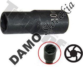 Hlavica 8mm 1/4" vstup, na poškodené skrutky, matice 10 mm