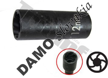 Hlavica 8mm 1/4" vstup, na poškodené skrutky, matice 12 mm