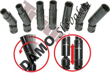 Sada kovaných hlavíc s flexibilným kĺbom, 8 - dielna, 1/2" vstup. 100 mm dlhé