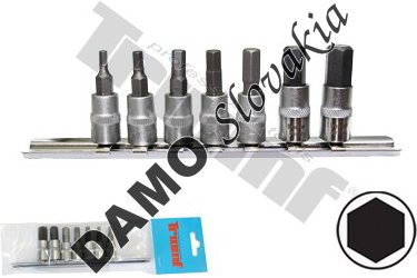 Sada inbus nadstavcov v 1/4" hlavici, 7 dielna