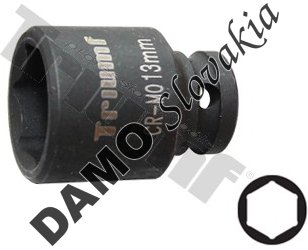 Hlavica kovaná 6 - hranná 1/4" vstup 13 mm
