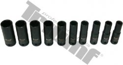 Sada kovaných predĺžených hlavíc 6 - hranných, 1/2" vstup, 10 - dielna