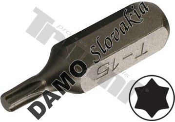 Bit Torx nevŕtaný, 8 mm (5/16") driek, dĺžka 30 mm T15