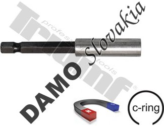 nadstavec magnetický na bity s poistným krúžkom 1/4" L - 75 mm