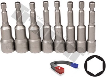 Sada 1/4" magnetických nadstavcov  6, 7, 8, 9, 10, 11, 12, 13mm