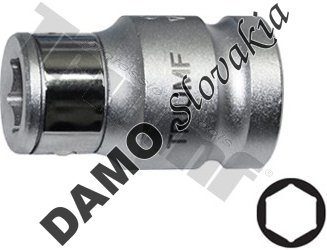 Adaptér s poistkou pre 5/16", 8 mm bity,  Vstup 3/8"