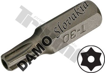 Bit Torx vŕtaný, 8 mm (5/16") driek, dĺžka 30 mm T30