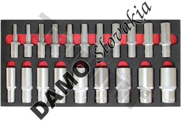 Modul 1/2" predĺžených hlavíc, 6hranný vstup, 20dielny