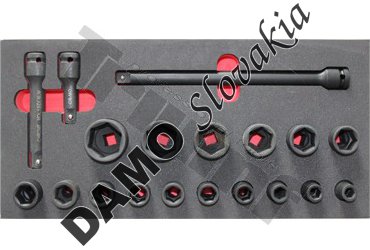 Modul 1/2" kovaných hlavíc s predĺženiami, 19 dielny
