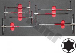 Modul T kľúčov s otočným driekom, profil Torx, 7 dielny
