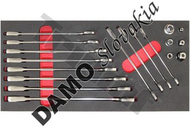 Modul račňových kľúčov profilovaných 8 - 19mm, s adaptérmi, 18 dielny