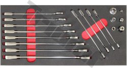 Modul račňových kľúčov profilovaných 8 - 19mm, s adaptérmi, 18 dielny