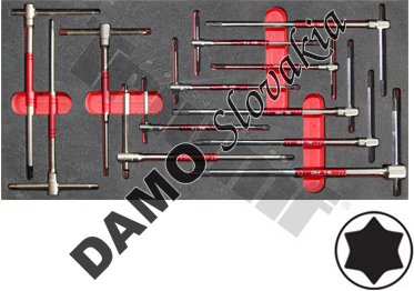 Modul T kľúčov s otočným driekom profily inbus Torx, 12-dielny