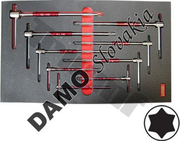 Sada "T" kľúčov Torx T10-T50 so skrutkovacím driekom, 9 dielna