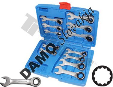 Sada kľúčov račňových extra krátkych 8 - 19 mm, 12-dielna