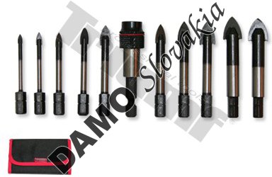 Sada vrtákov do skla s predĺžením 1/4", 11-dielna