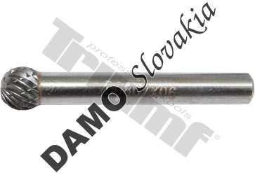 Frézka s valcovou stopkou Ø 6 mm, guľový tvar,  Ø 8 mm,  celková dĺžka 47 mm, tvrdokov
