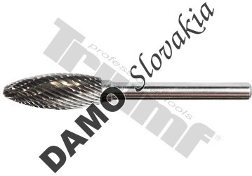 Frézka s valcovou stopkou Ø 6 mm, plamienkový tvar,  Ø 12 mm, celková dĺžka 70 mm, tvrdokov
