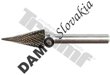 Frézka s valcovou stopkou Ø 6 mm, kuželová špicatá, Ø 12 mm, celková dĺžka 65 mm, tvrdokov