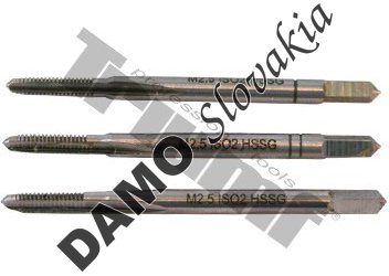 Závitníky sadové HSS, štandardné stúpanie, 3 ks M2,5x0,45
